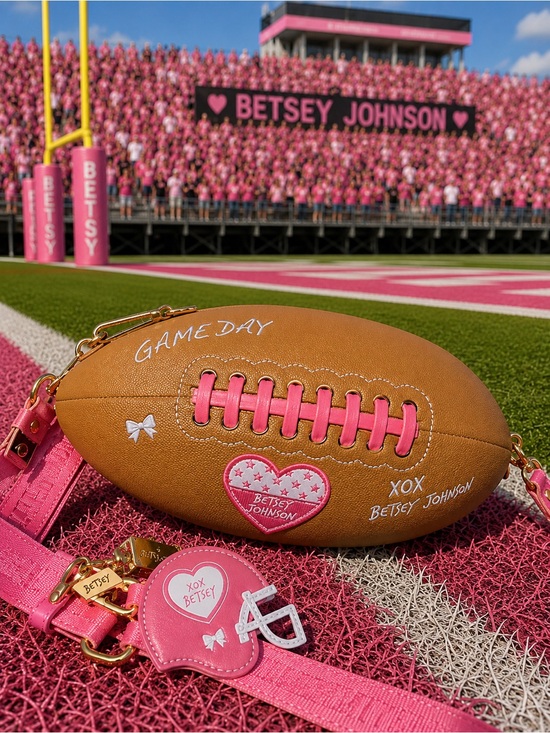 Betsey Johnson Handbags - Betsey Johnson Brown & Pink Football Crossbody Bag